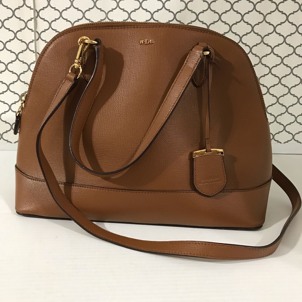 Ralph Lauren Tan Leather Dome Satchel